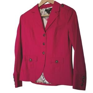 TWIGGY LONDON Women's Small Hot Pink Blazer Jacket Military Brass Buttons Career